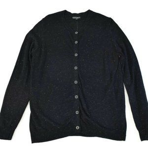 Nicole Miller Original Metallic Sparkle Cardigan Womens Sweaters Black Silver M